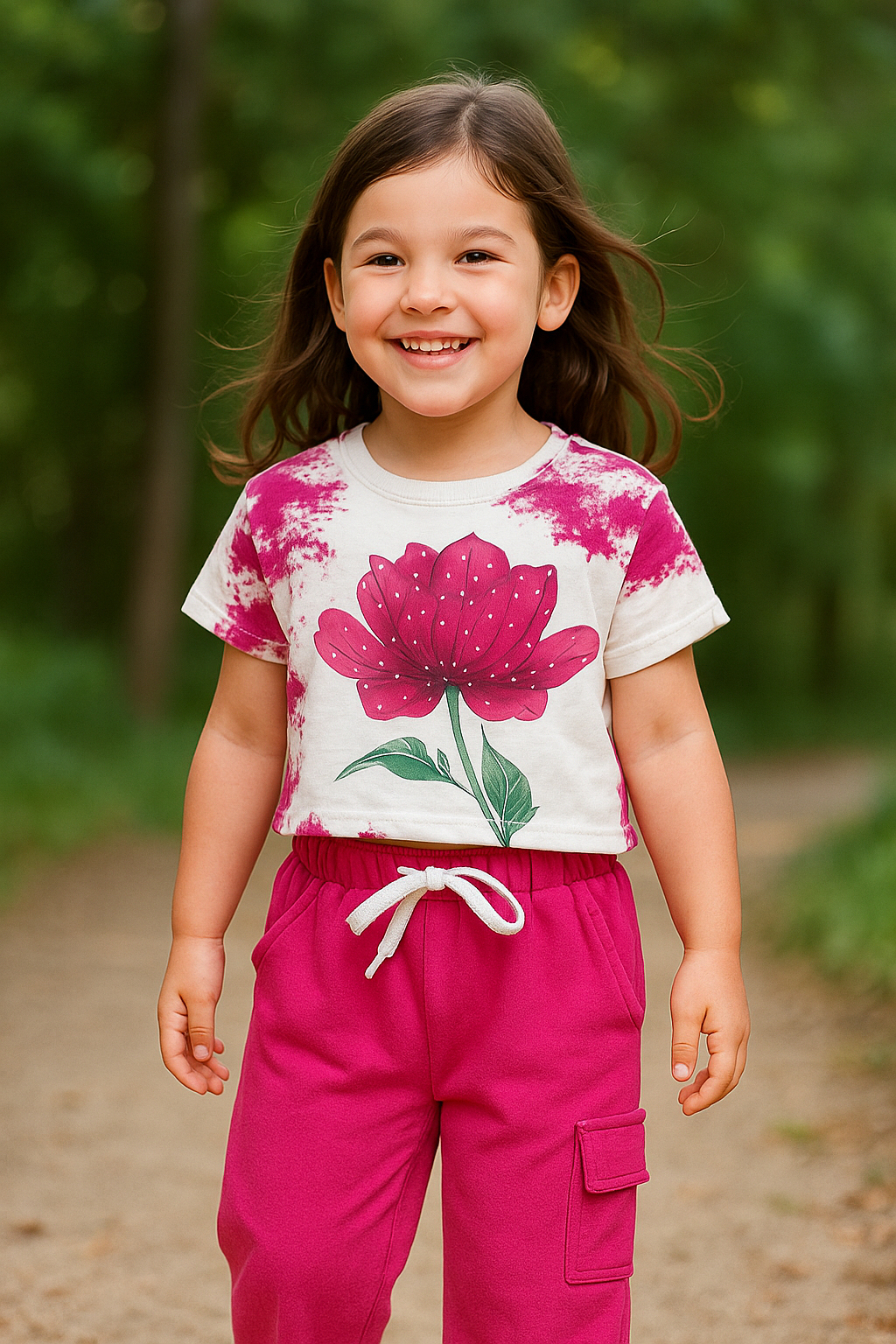 Pink Floral Coord Set for Girls