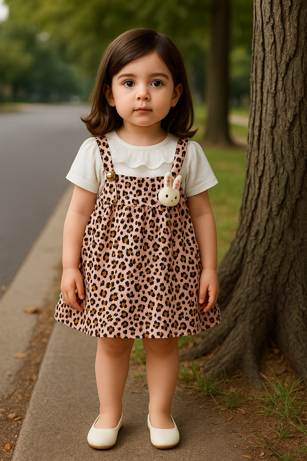 Pink Leopard Pinafore Set