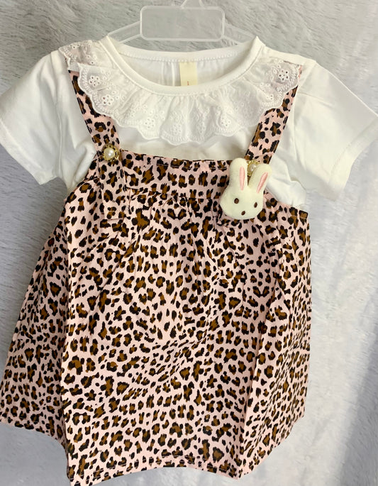 Pink Leopard Pinafore Set