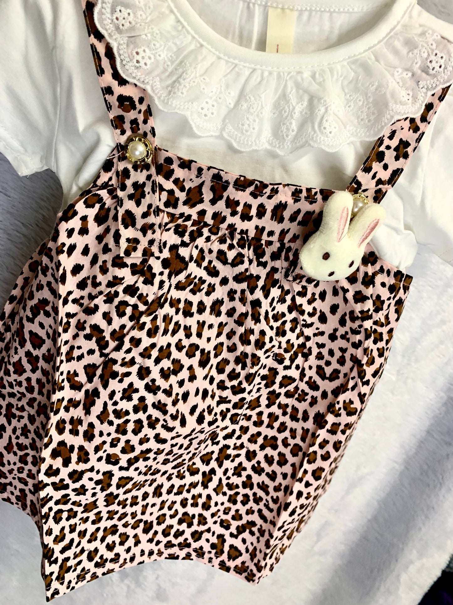 Pink Leopard Pinafore Set
