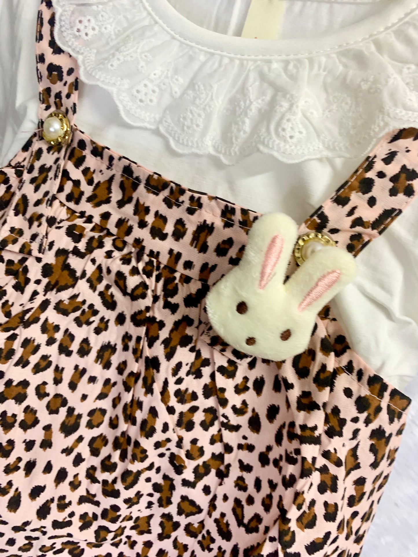 Pink Leopard Pinafore Set