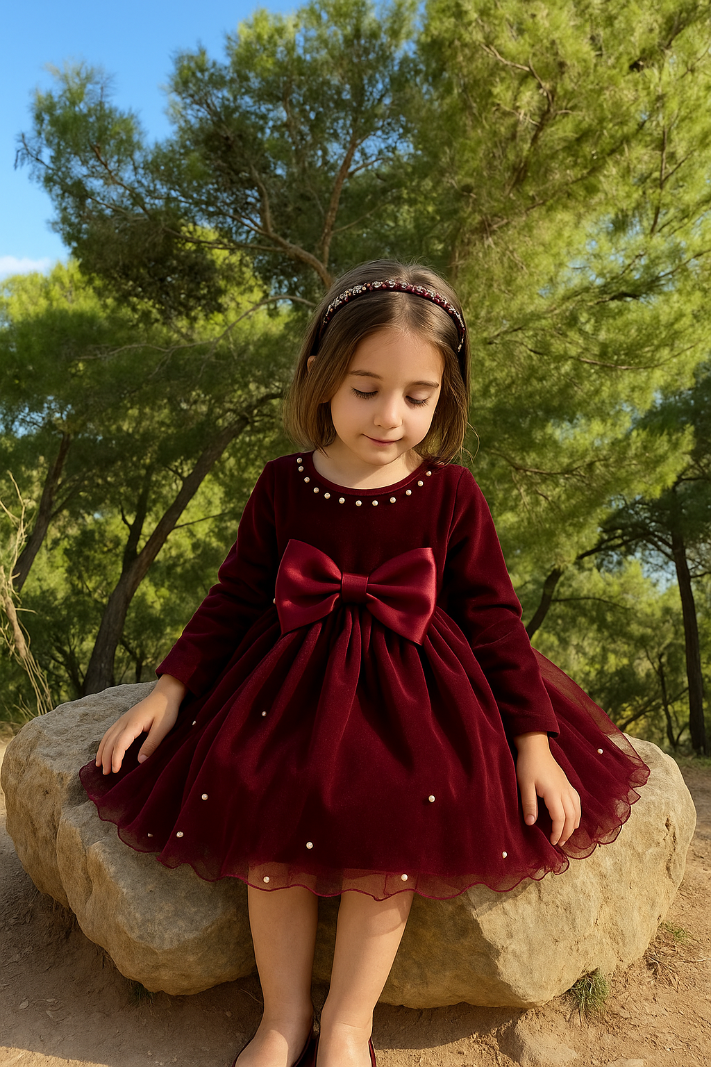 Maroon Party wear frock